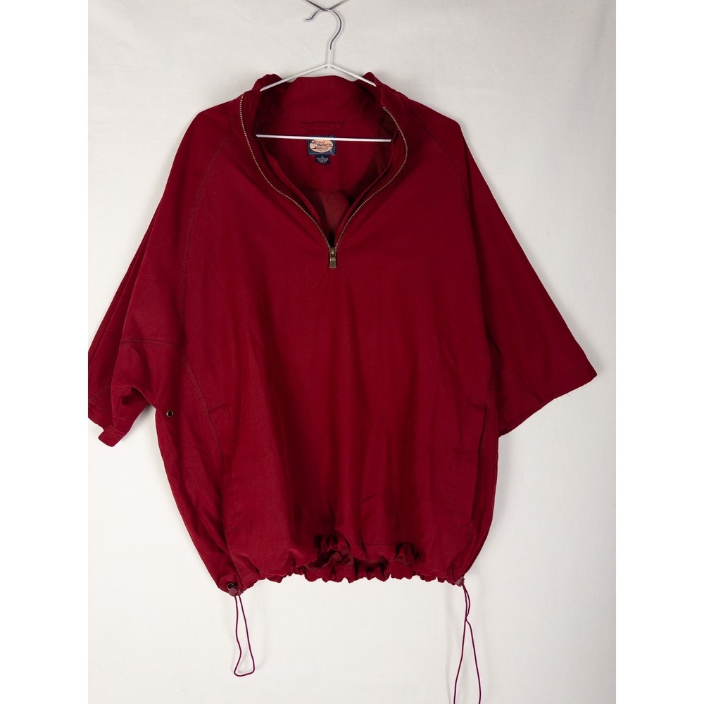 VTG Tommy Bahama 1/4 Zip Sweater Mens XL Red Pullover Drawstring Short Sleeve